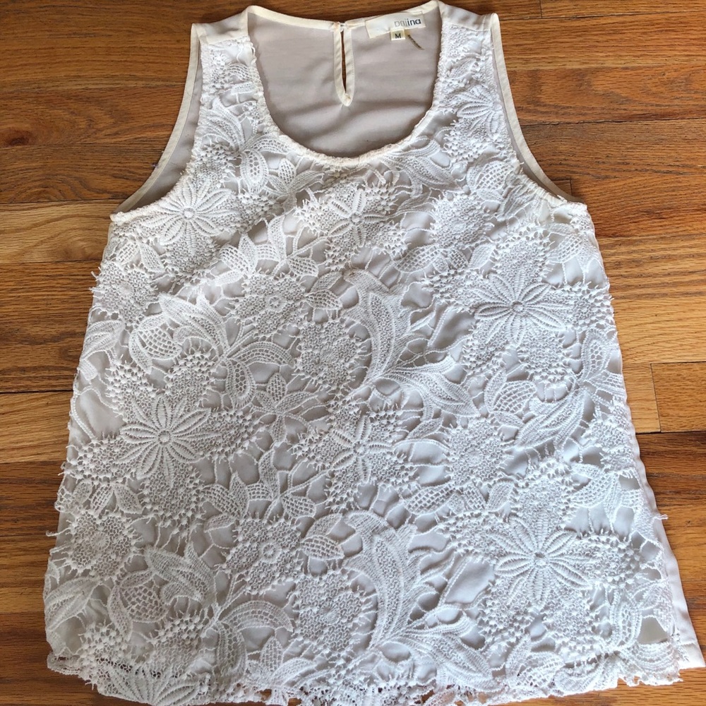 Ivory lace sheer tank
